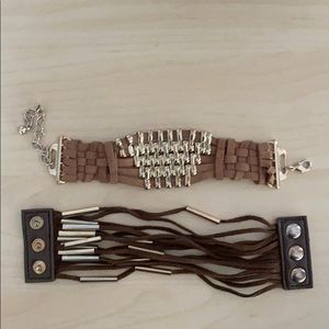 Two brown suede bracelets